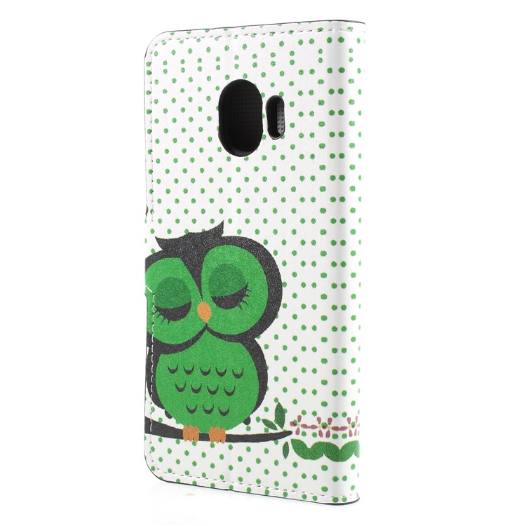 Water Transfer Printing PU Leather Protector Case for Samsung Galaxy J2 Pro 2018 - Green Napping Owl-2