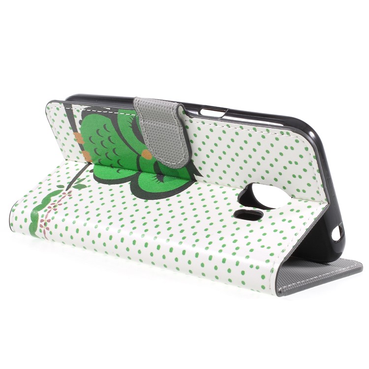 Water Transfer Printing PU Leather Protector Case for Samsung Galaxy J2 Pro 2018 - Green Napping Owl-4