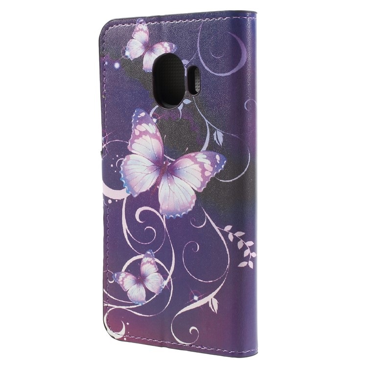 Water Transfer Printing Flip Leather Cellphone Case for Samsung Galaxy J2 Pro 2018 - Purple Butterfly-2