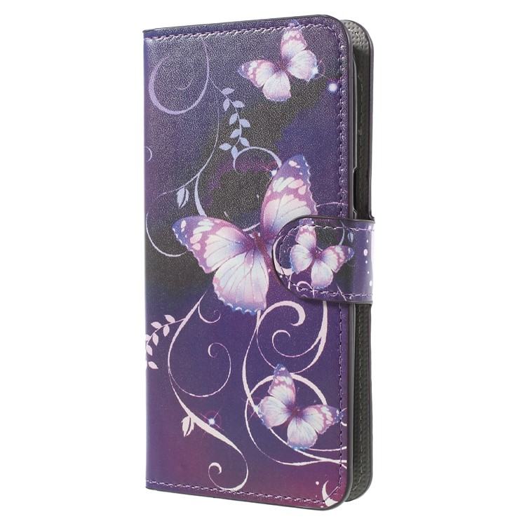 Water Transfer Printing Flip Leather Cellphone Case for Samsung Galaxy J2 Pro 2018 - Purple Butterfly-3