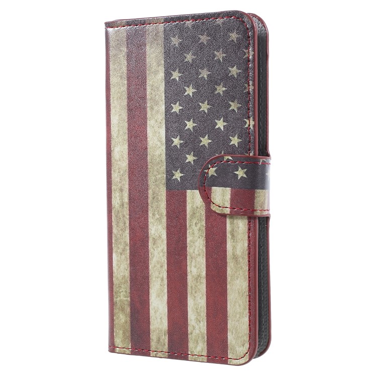 Water Transfer Printing Leather Wallet Shell Case for Samsung Galaxy J2 Pro 2018 - Vintage US Flag-3