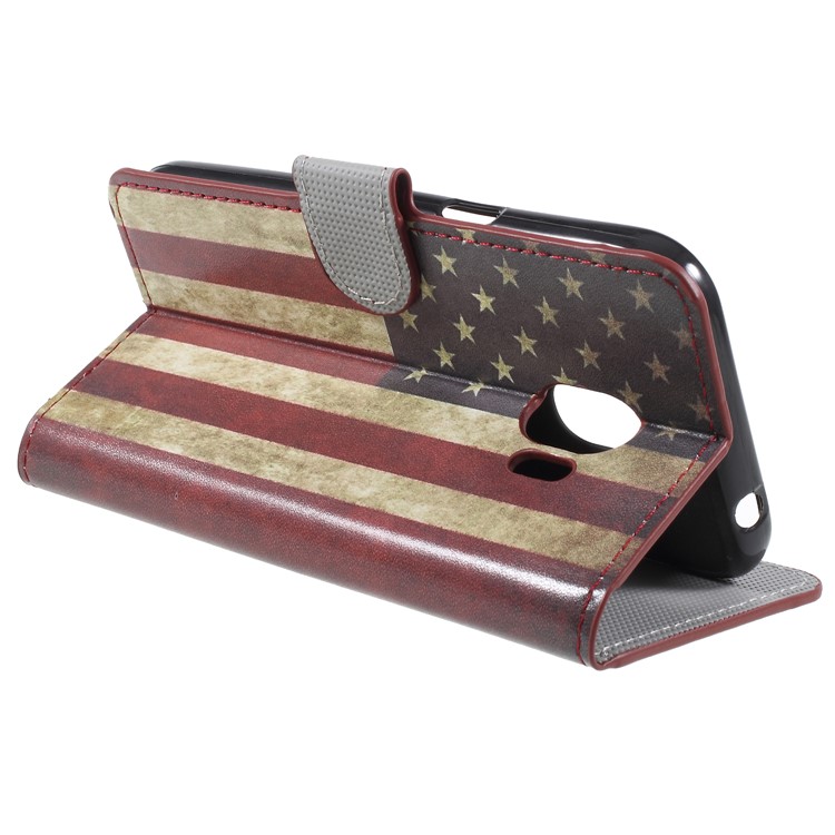 Water Transfer Printing Leather Wallet Shell Case for Samsung Galaxy J2 Pro 2018 - Vintage US Flag-5