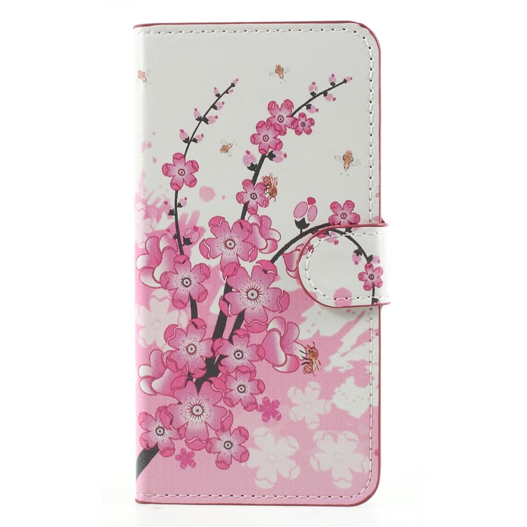 Water Transfer Printing Magnetic Leather Stand Case for Samsung Galaxy J2 Pro 2018 - Wintersweet Flower-1