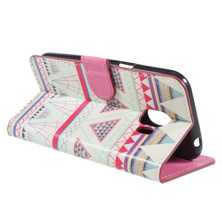 Water Transfer Printing Leather Case Accessory for Samsung Galaxy J2 Pro 2018 - Tribal Triangle-5