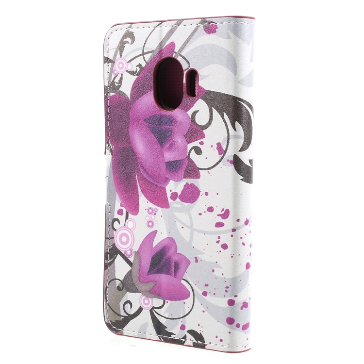 Water Transfer Printing Leather Wallet Cellphone Cover for Samsung Galaxy J2 Pro 2018 - Kapok Flower-2