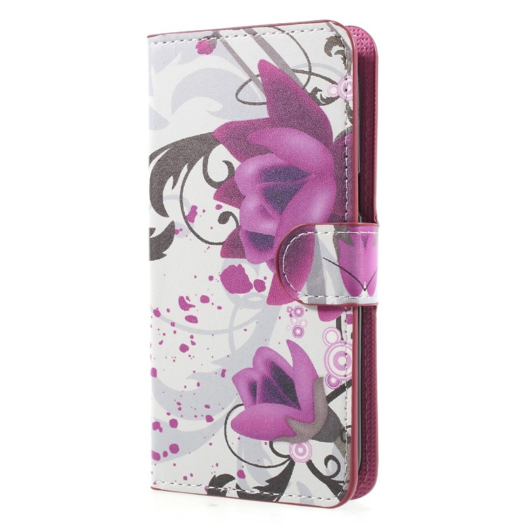 Water Transfer Printing Leather Wallet Cellphone Cover for Samsung Galaxy J2 Pro 2018 - Kapok Flower-3