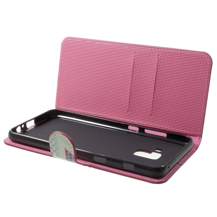 Pattern Printing Leather Magnetic Wallet Stand Folio Mobile Phone Case for Samsung Galaxy A8 (2018) - Triangle-5