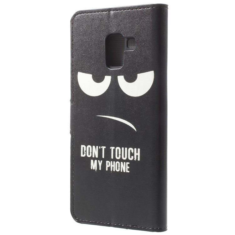 Pattern Printing Leather Magnetic Wallet Stand Folio Mobile Phone Shell for Samsung Galaxy A8 (2018) - Angry Face-3