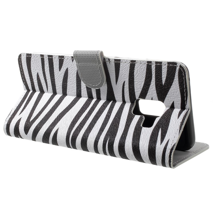 Pattern Printing Leather Magnetic Wallet Stand Folio Cell Phone Shell for Samsung Galaxy A8 (2018) - Zebra Texture-4
