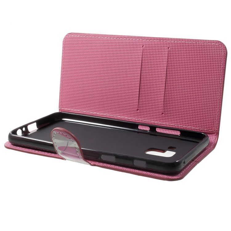 Pattern Printing Leather Magnetic Wallet Stand Folio Cell Phone Casing for Samsung Galaxy A8 (2018) - Purple Flower-5