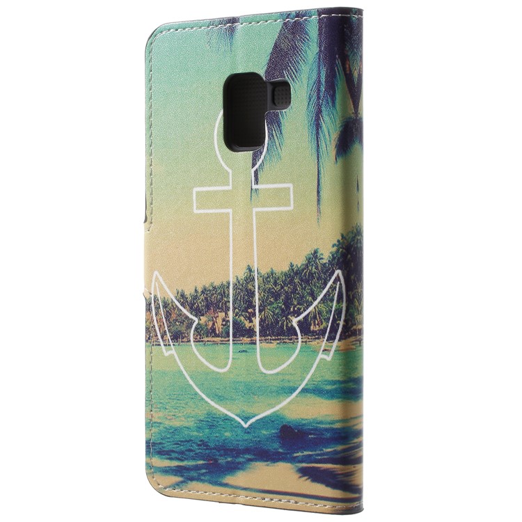 Pattern Printing Leather Magnetic Wallet Stand Folio Protective Shell for Samsung Galaxy A8 (2018) - Sea Scene-3
