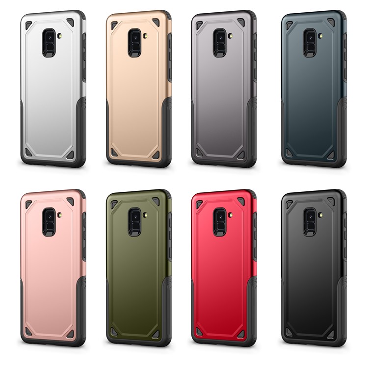 Plastic + TPU Hybrid Rugged Armor Protection Case for Samsung Galaxy A8 (2018) - Silver-10