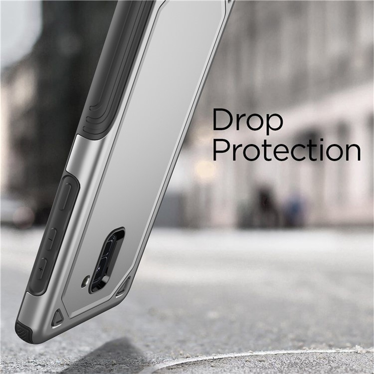 Plastic + TPU Hybrid Rugged Armor Protection Case for Samsung Galaxy A8 (2018) - Silver-3