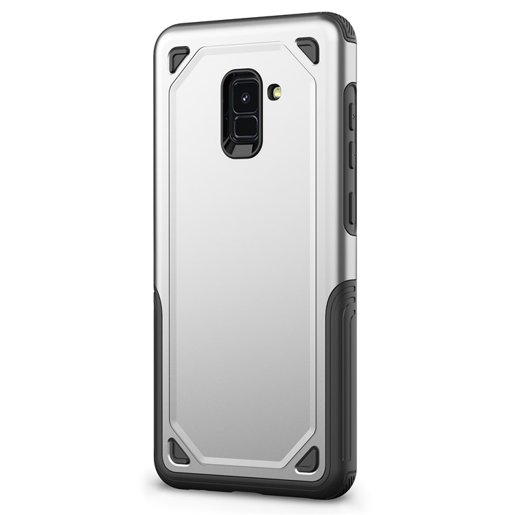 Plastic + TPU Hybrid Rugged Armor Protection Case for Samsung Galaxy A8 (2018) - Silver-8