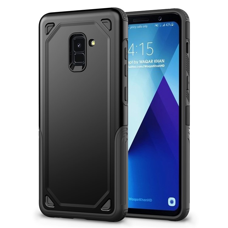 Plastic + TPU Hybrid Rugged Armor Protective Casing for Samsung Galaxy A8 (2018) - Black-1