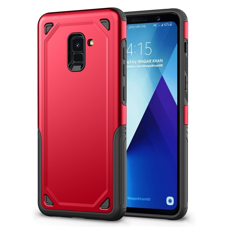 Plastic + TPU Hybrid Rugged Armor Cover Case for Samsung Galaxy A8 (2018) - Red-1