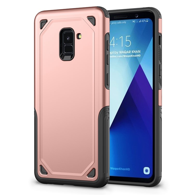 Plastic + TPU Hybrid Rugged Armor Mobile Back Case for Samsung Galaxy A8 (2018) - Rose Gold-1