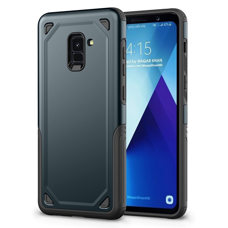 For Samsung Galaxy A8 (2018) Plastic + TPU Hybrid Rugged Armor Mobile Phone Accessory Case - Dark Blue-1