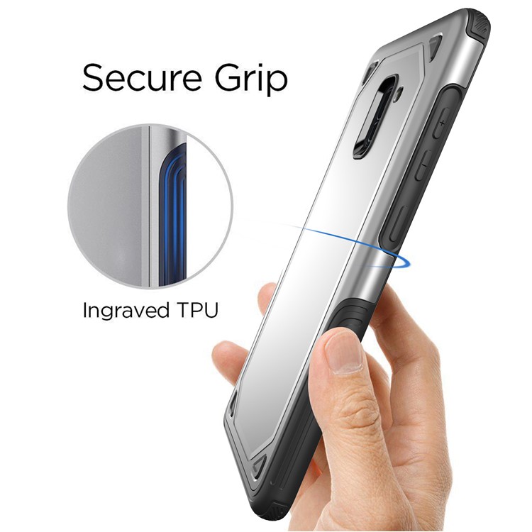 Plastic + TPU Combo Rugged Armor Mobile Case for Samsung Galaxy A8+ (2018) - Silver-6