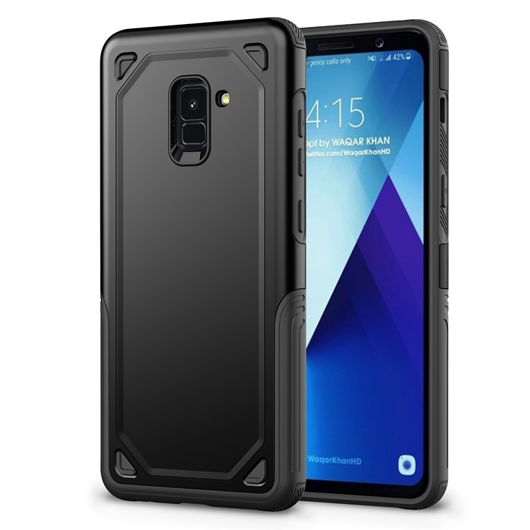 Plastic + TPU Combo Rugged Armor Phone Case for Samsung Galaxy A8+ (2018) - Black-1