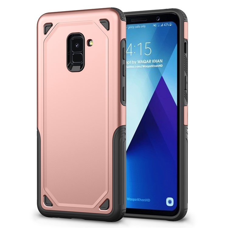 For Samsung Galaxy A8+ (2018) Plastic + TPU Hybrid Rugged Armor Cellphone Cover - Rose Gold-1