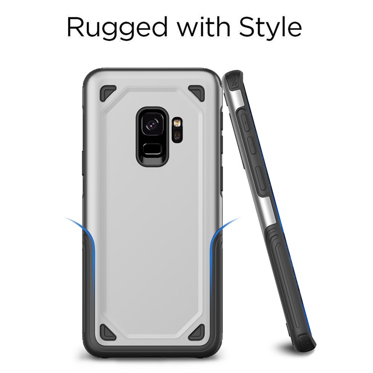 Hybrid PC + TPU Armor Rugged Case for Samsung Galaxy S9 G960 - Silver-2