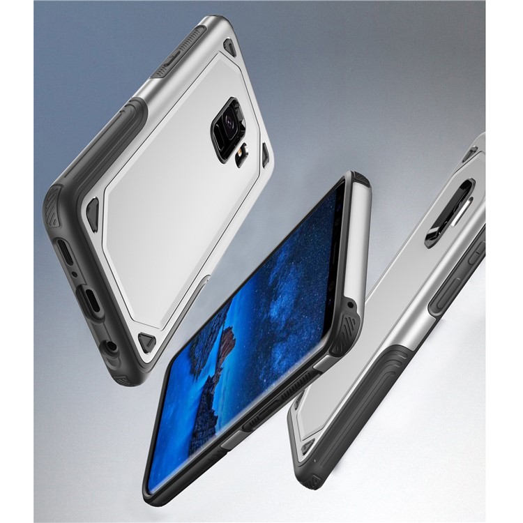 Hybrid PC + TPU Armor Rugged Case for Samsung Galaxy S9 G960 - Silver-4
