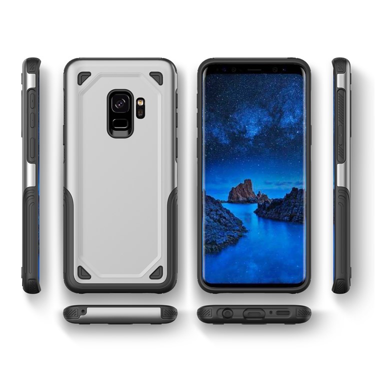 Hybrid PC + TPU Armor Rugged Case for Samsung Galaxy S9 G960 - Silver-5