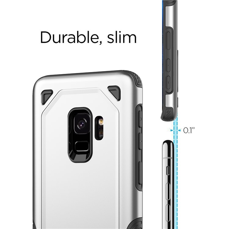 Hybrid PC + TPU Armor Rugged Case for Samsung Galaxy S9 G960 - Silver-7