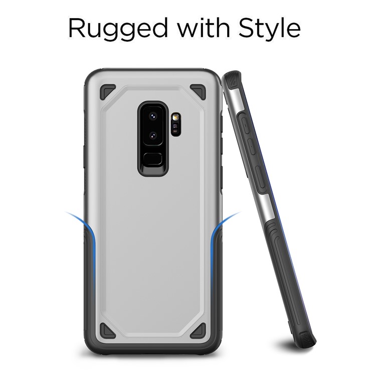 Plastic + TPU Hybrid Rugged Armor Protective Case for Samsung Galaxy S9+ G965 - Silver-2