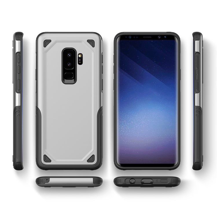 Plastic + TPU Hybrid Rugged Armor Protective Case for Samsung Galaxy S9+ G965 - Silver-5