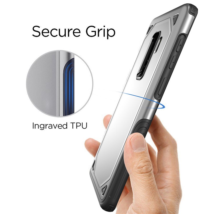 Plastic + TPU Hybrid Rugged Armor Protective Case for Samsung Galaxy S9+ G965 - Silver-6