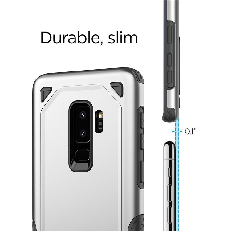 Plastic + TPU Hybrid Rugged Armor Protective Case for Samsung Galaxy S9+ G965 - Silver-7