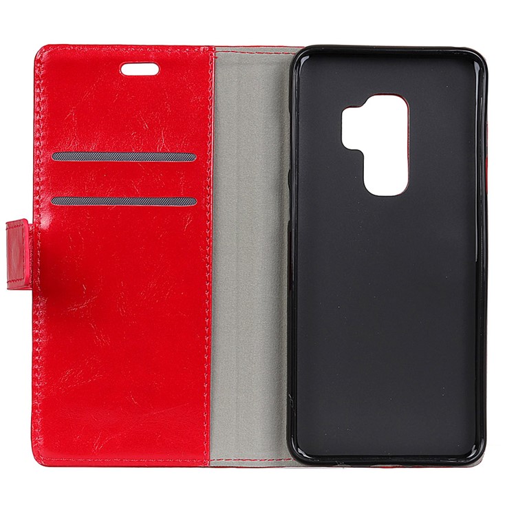 Crazy Horse Magnetic Stand Wallet Leather Mobile Phone Shell for Samsung Galaxy S9+ G965 - Red-5