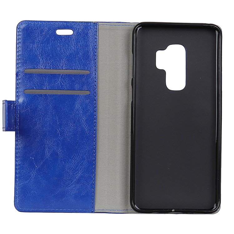 Crazy Horse Magnetic Stand Wallet Leather Cell Phone Case for Samsung Galaxy S9+ G965 - Blue-3