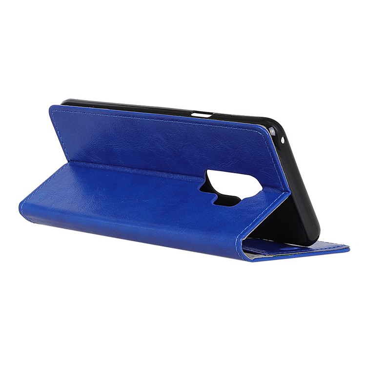 Crazy Horse Magnetic Stand Wallet Leather Cell Phone Case for Samsung Galaxy S9+ G965 - Blue-4