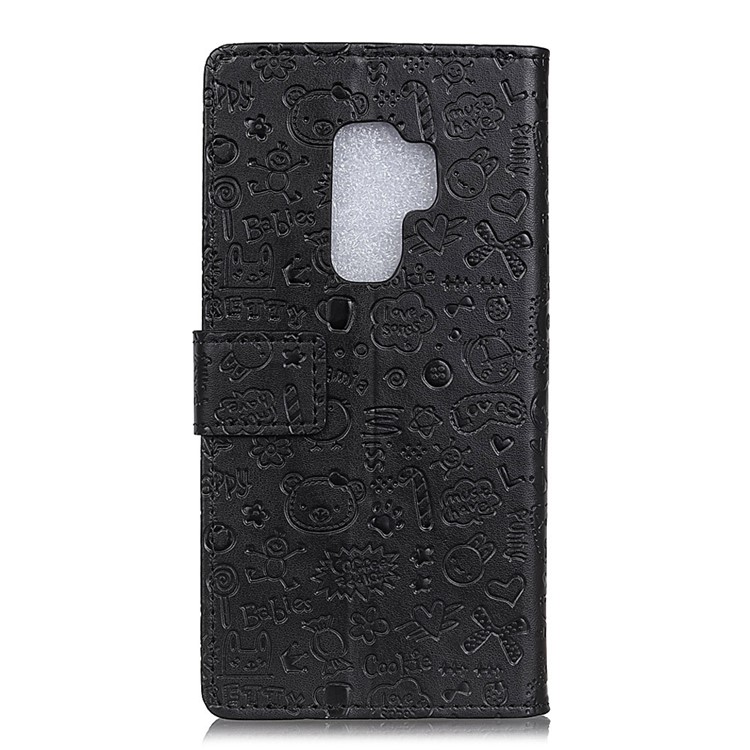 Cartoon Graffiti Leather Stand Wallet Mobile Shell for Samsung Galaxy S9+ G965 - Black-2