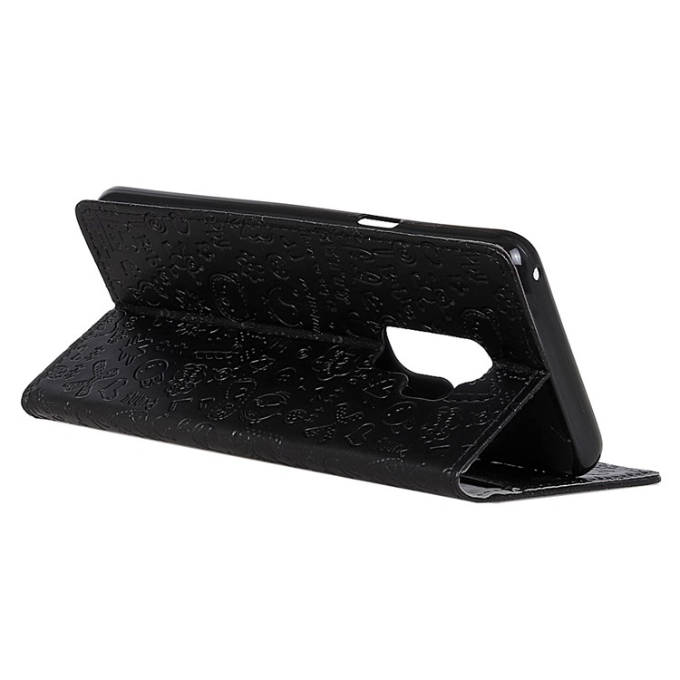 Cartoon Graffiti Leather Stand Wallet Mobile Shell for Samsung Galaxy S9+ G965 - Black-4