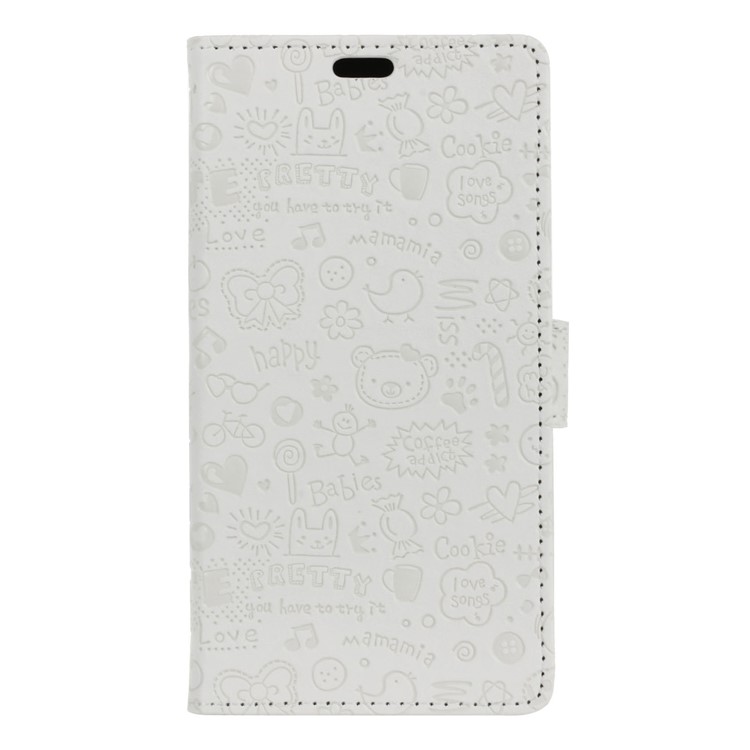 Cartoon Graffiti Leather Stand Wallet Mobile Case for Samsung Galaxy S9 Plus G965 - White-1