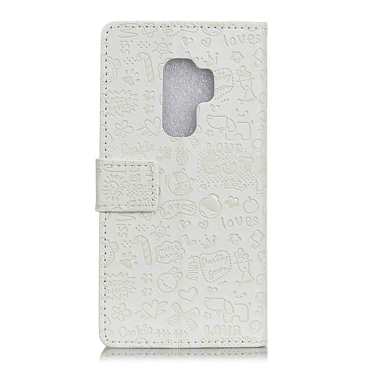 Cartoon Graffiti Leather Stand Wallet Mobile Case for Samsung Galaxy S9 Plus G965 - White-2