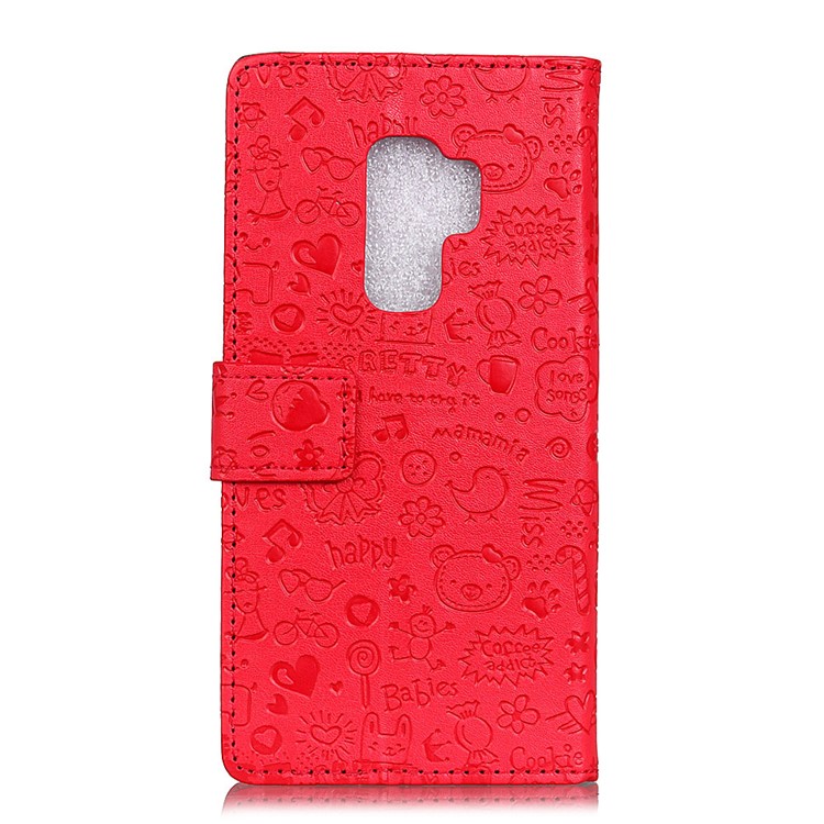 Cartoon Graffiti Leather Stand Wallet Mobile Cover for Samsung Galaxy S9+ G965 - Red-2