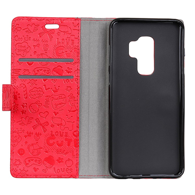 Cartoon Graffiti Leather Stand Wallet Mobile Cover for Samsung Galaxy S9+ G965 - Red-4