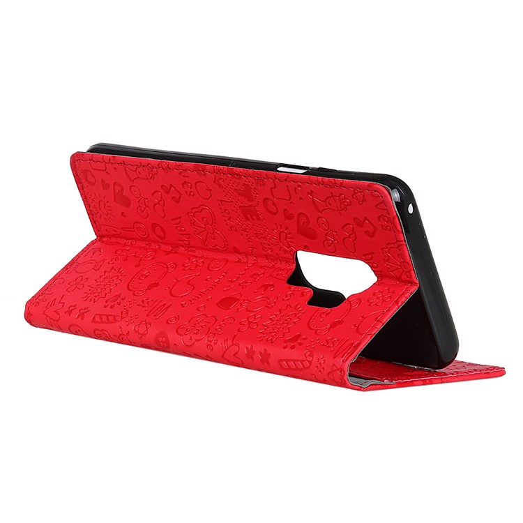 Cartoon Graffiti Leather Stand Wallet Mobile Cover for Samsung Galaxy S9+ G965 - Red-5
