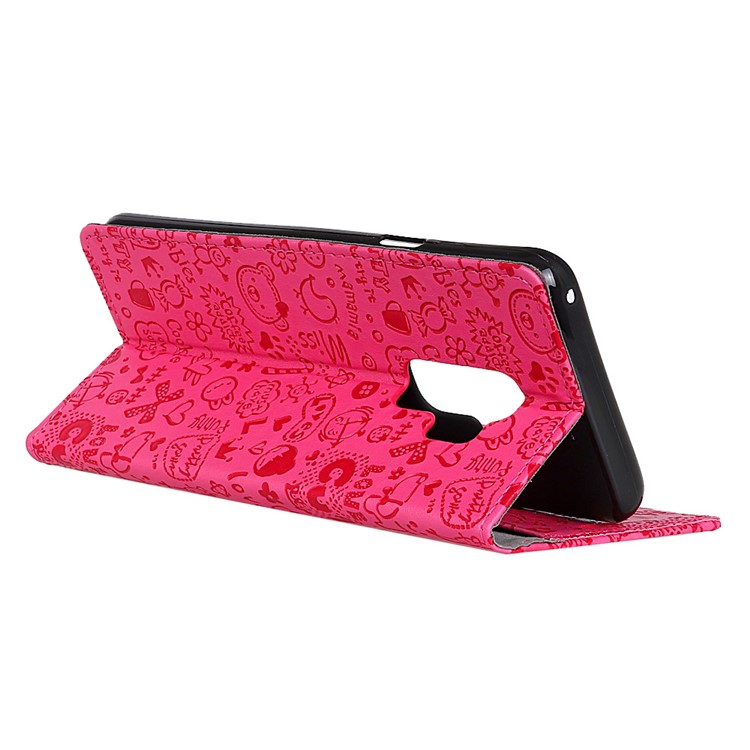 Cartoon Graffiti Leather Stand Wallet Mobile Casing for Samsung Galaxy S9+ G965 - Rose-3