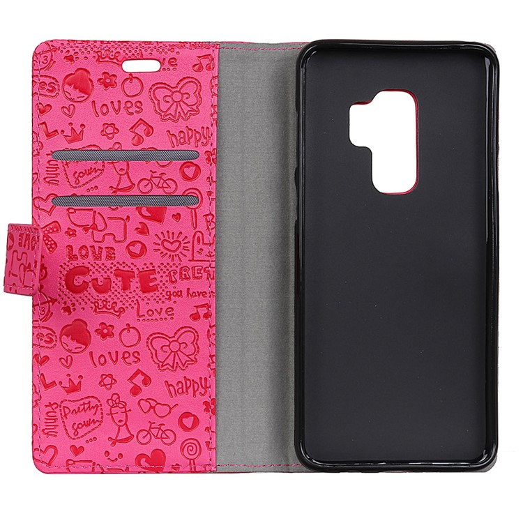 Cartoon Graffiti Leather Stand Wallet Mobile Casing for Samsung Galaxy S9+ G965 - Rose-5