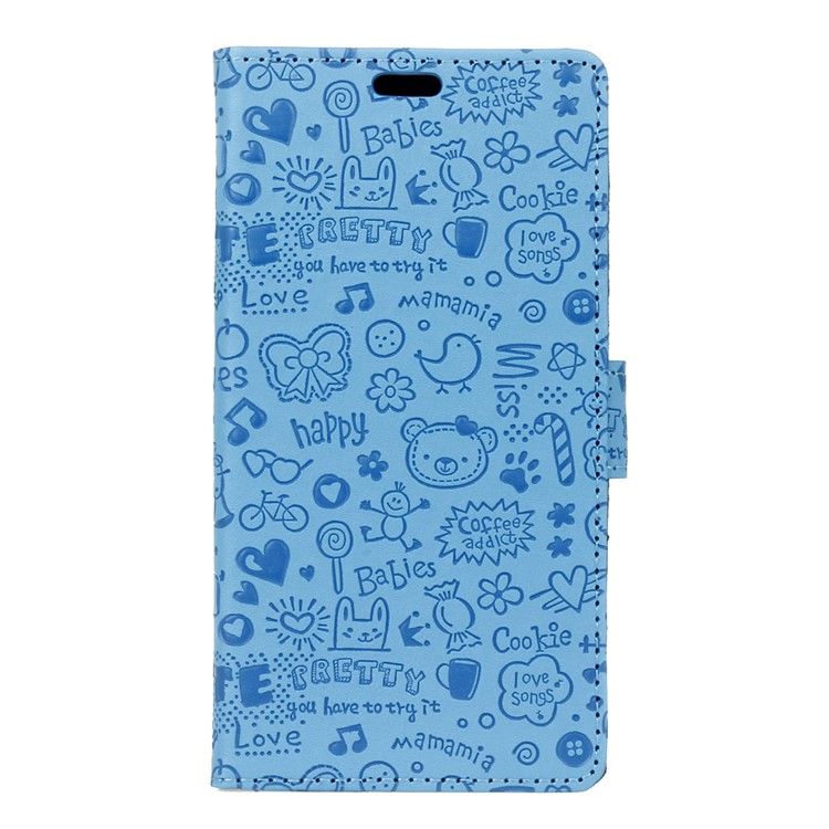 Cartoon Graffiti Leather Stand Wallet Mobile Phone Shell for Samsung Galaxy S9+ G965 - Blue-1