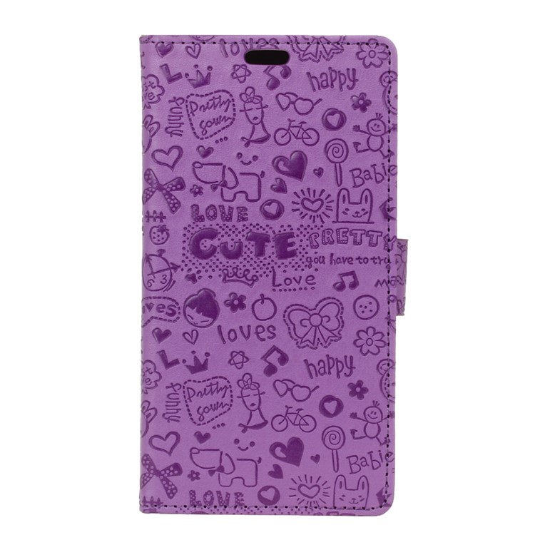 Cartoon Graffiti Leather Stand Wallet Cell Phone Shell for Samsung Galaxy S9+ G965 - Purple-1