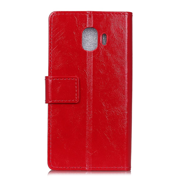 Crazy Horse Texture PU Leather Wallet Shell for Samsung Galaxy J2 Pro 2018 - Red-2