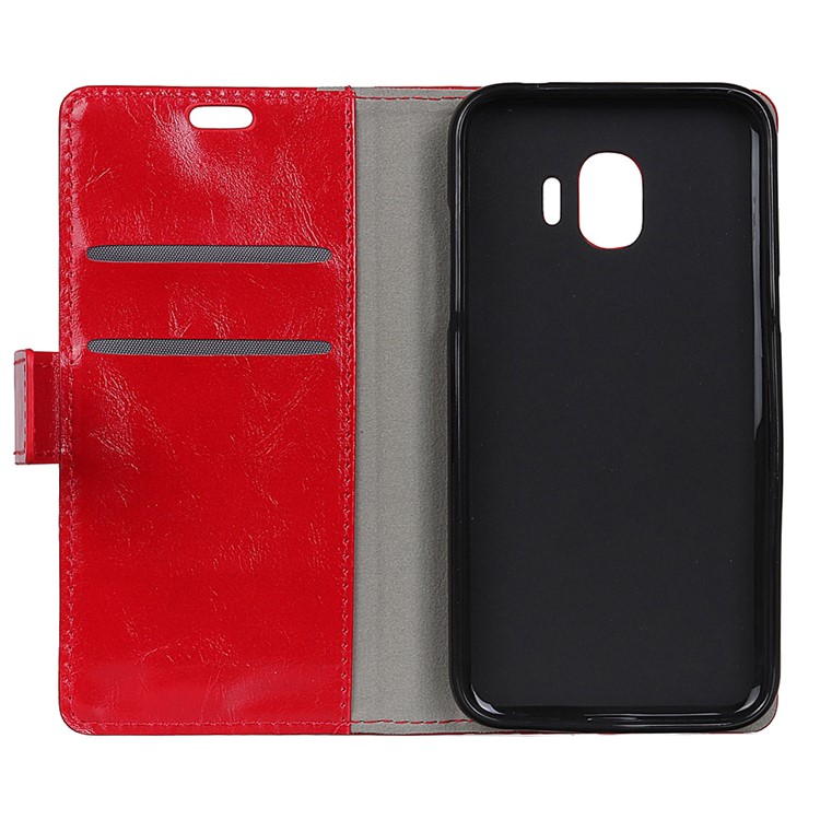 Crazy Horse Texture PU Leather Wallet Shell for Samsung Galaxy J2 Pro 2018 - Red-5