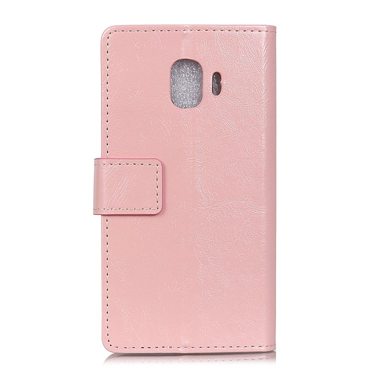 Crazy Horse Texture Wallet Stand Leather Protection Phone Case for Samsung Galaxy J2 Pro 2018 - Pink-2